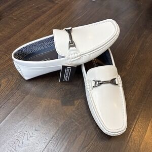 Aston Marc‎ Men's 10 Charter Bit Loafers White Slip On Formal Casual